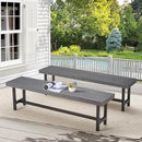 AVAWING Outdoor Wood Benches Set of 2, 63" Patio Wooden Picnic Bench for 6 Persons, Rectangular Bench for Porch, Balcony and Deck,Grey by CozyNest Decor