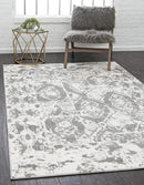 Unique Loom Rosso Collection Vintage, Geometric, Bohemian, Traditional, Distressed, Southwestern Area Rug, Rectangular 4' 0" x 6' 0", Light Gray/Ivory by CozyNest Decor