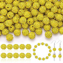 160pcs 10mm Rhinestone Beads for Jewelry Making, Yellow Shiny Round Disco Ball Beads Bulk, Sparkle Crystal Clay Christmas for Bracelet Baseball Necklace Earring Crafting and DIY by TinyTreasures Baby Boutique