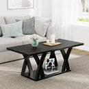 47” Wood Coffee Tables for Living Room Rustic Stands with Storage Shelf Black Coffee Tables for Living Room Farmhouse Center Stands with Shelf Farmhouse Rectangle Center Table by CozyNest Decor