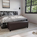 BELLEZE 47 Inch Storage Ottoman, Faux Leather Storage Bench Bedroom Bench with Safety Close Hinge, Ottoman with Storage for Living Room, Entryway, Hallway, Foot Rest, Support 300lbs - Brown by CozyNest Decor