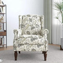 Lumibee Wingback Accent Chair,High Back Floral Armchairs in Fabric,Comfy Upholstered Reading Single Sofa Chair with Solid Wood Legs for Living Room,Bedroom,Office-Plants Beige by CozyNest Decor