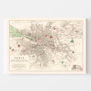 Vintage Map of the Paris French Revolution, 1789