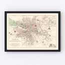 Vintage Map of the Paris French Revolution, 1789