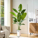 Fake Bird of Paradise Silk Artificial Plant Faux Banana Leaf Tree Lifelike Bird of Paradise for Home Decor Indoor Floor Plant with 10 Trunks (1, White Tall Planter, 6 FT) by CozyNest Decor