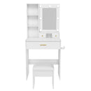 Vanity Desk Set with LED Lighted Mirror & Padded Stool