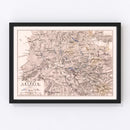 Vintage Map of the Battle of Leipzig, 1813
