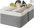 GRANNY SAYS Storage Baskets for Shelves, Closet Organizer Bins, Clothes Storage Bins with Metal Frame, Extra Large Baskets for Organizing and Storage, Collapsible, Gray&White, 2-Pack by CozyNest Decor