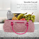 Wine Clutch Bag (Thermal Insulated) Trendy Women’s Carry Tote | Holds Red & White 750mL Bottles | Trendy Fashion | Incl. Portable Waiter-Style Corkscrew (Pink Tweed) by TinyTreasures Baby Boutique