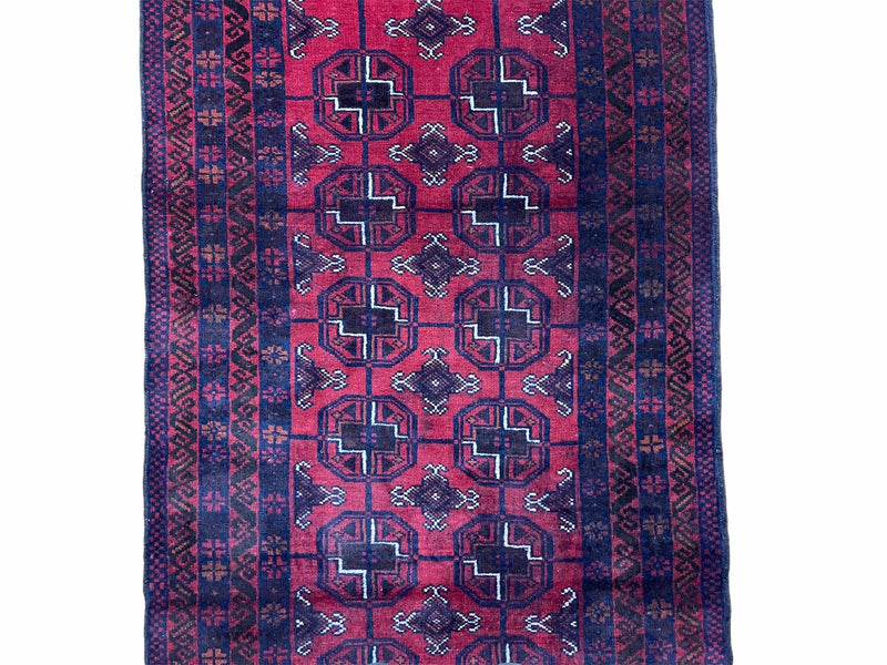 3 X 5 Vintage Handmade Tribal Wool Rug Balouchi Rug Afghan Rug Red Beige Nice