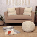 REDEARTH Round Pouf Ottoman - Cable Knitted Boho Poof - Home Décor Cord Pouffe Handmade Circular Footrest for Living Room - Bedroom - Kids Bedroom - 100% Cotton Pouf (19.5"x19.5"x14") - Ivory by CozyNest Decor
