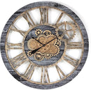 The Gears Clock 36'' Inch Real Moving Gear Wall Clock Vintage Industrial Oversized Rustic Farmhouse (Vintage Carbon Grey and Bronze) by CozyNest Decor