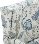UIXE High Back Floral Accent Chairs Set of 2, Upholstered Armchair in Fabric, Retro Printed Wingback Arm Chair for Living Room, Nailhead Trim Single Sofa Bedroom Reading Seat - Plants Blue by CozyNest Decor