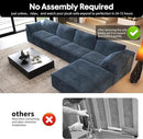 157.5" L Shaped Modern Sofa Modular Sectional Cloud Couch with Ottoman,Deep Seat Upholstered Couches with Corduroy Fabric for Living Room Furniture,Bedroom and Apartment,No Assembly Required,Blue by CozyNest Decor