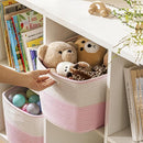 UBBCARE 4 Pack Baskets for Organizing, Woven Storage Baskets for Toys and Towel, Rectangle Cotton Rope Basket with Handles, 15''L x10''W x9''H, Pink by TinyTreasures Baby Boutique