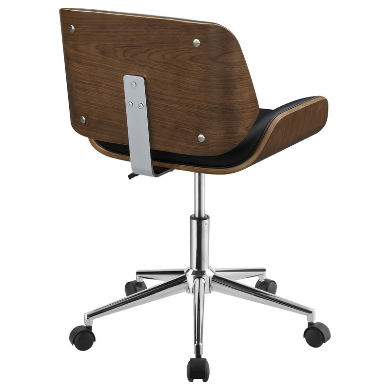 Walker Edison | Faux Leather with Wood Swivel Office Chair