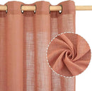 LAMIT Small Window Linen Curtains 36 inches Long, Light Filtering Linen Textured Bronze Grommet Soft Semi Sheer Drapes for Half Windows/Bathroom, 2 Panels, Terracotta, 34 x 36 Inch by CozyNest Decor