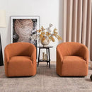 KINWELL 32" Wide Swivel Barrel Chairs Set of 2, Boucle Upholstered Swivel Accent Chairs, Mid-Century 360 Degree Swivel Chairs, No Assembly Round Armchairs for Living Room, Bedroom (Caramel) by CozyNest Decor
