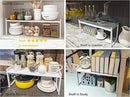 Expandable Cabinet Shelf Organizer 16-26" L Stackable Kitchen Counter Shelf Rack Stand Sink Riser Countertop Storage White (Normal 7.9”D) by CozyNest Decor