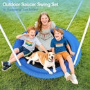 Heavy Duty 500lbs Saucer Swing Set - Outdoor Metal Frame Playground Equipment for Backyard, Includes 45'' Tree Swing & Adjustable Steel Stand - Kids/Toddlers Age 3-12 by TinyTreasures Baby Boutique