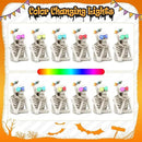 Halloween Skeleton Light Statue, Scary Resin Skull Figurines with Light Up Eyes Decorations for Home Table Kitchen Party Battery Operated Skull Lighting Changes Decor by CozyNest Decor