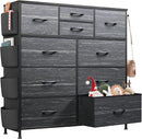 WLIVE Dresser for Bedroom with 10 Drawers, Fabric Dresser Chest of Drawers with Side Pockets and Hooks, Sturdy Metal Frame, Drawers Organizer Unit for Room, Hallway, Charcoal Black Wood Grain Print by TinyTreasures Baby Boutique