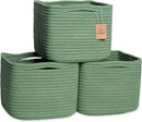 NaturalCozy Storage Cubes 9”x9”x7”Cotton Rope Woven Baskets for Organizing 3-Pack | 9 Inch Cube Storage Bin | Small Basket for Shelf Nursery, Pantry, Decorative Plant, Bathroom Closet, Toy Gift by CozyNest Decor