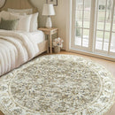 jinchan Round Rug 8ft Area Rugs - Vintage Floral Distressed Design Machine Washable Non-Slip Low-Pile Ultra-Thin Circle Rug for Living Room Dining Room Bedroom Home Office Farmhouse (8' Round,Taupe) by TinyTreasures Baby Boutique