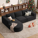 Modular Sectional Sofa with L-Shape Chaise,Cloud Sectional Modern Sleeper Couch with Deep Seat,Sponge Compression Sofas No Assembly Required (Black-Corduroy Fabric) 1pcs by CozyNest Decor