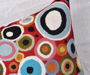 Red Polka Dots Pillow Cover | Reds Contemporary Pillows | Farmhouse Chair Cushion | Modern Outdoor Pillows | Red Throw Chair Pillow | Hand Embroidered Cushions Wool Size - 18x18 by CozyNest Decor