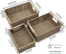 VATIMA Seagrass Baskets with Wooden Handles, Set of 3 Decorative Natural Wicker Baskets for Kitchen by CozyNest Decor