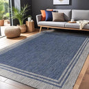 Bordered Outdoor Rug 9x12 Washable Outside Carpet for Indoor Patio Porch Waterproof Easy Cleaning Non Shedding Area Rugs Navy 9 x 12 by CozyNest Decor