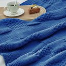 Amélie Home Chenille Knit Throw Blanket for Couch, Checkered Texture Decorative Soft Blanket for Sofa, Bed & Living Room, 50"x60", Blue by CozyNest Decor