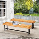 AVAWING Outdoor Wood Benches Set of 2, Patio Wooden Picnic Bench Waterproof, Backless Long Garden Park Chair for Porch, Balcony and Deck, Natural by CozyNest Decor