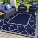 GENIMO 6' x 9' Outdoor Rug Waterproof for Patio Decor, Foldable Reversible Plastic Straw Area Rugs Mat for Camper, Outside Carpet for Rv, Deck, Porch, Picnic, Beach, Balcony, Blue & Grey by GreenHaven Gardens