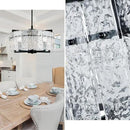 IKK Modern Black Crystal Chandeliers for Dining Room, Luxury Water Ripple Glass Light Fixture, Elegant Farmhouse Round Lighting for Kitchen Island, Bar Table, D20 by CozyNest Decor