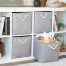 OrganiHaus 13x13 Cube Storage Bins 4 Pack, Foldable Cube Storage Organizer w/ Rope Handles, Collapsible Fabric Bins for Toys, Clothes & Closet Organization, Fabric Square Baskets - Gray by CozyNest Decor