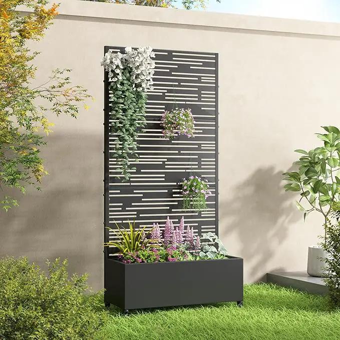 Casaphoria Metal Raised Garden Bed with Trellis and Wheels, 72"x35"x16" Planter Box for Climbing Plants, Vegetables & Vines, Features Drainage Holes and Privacy Screen (Black-Shine), photo 2 of 9