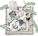 Wee Gallery Safari Activity Pad Organic Baby Play Mat with Sensory Toys, High Contrast Newborn Essentials Soft Tummy Time Mat for Babies 0-12 Months, Visual and Motor Skill Development Toy by TinyTreasures Baby Boutique