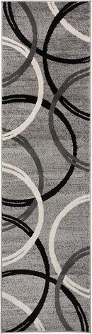 Rugshop Modern Wavy Circles Design Runner Rug 2'7" x 10' Gray by TinyTreasures Baby Boutique