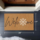 Barnyard Designs Natural Coco Coir Christmas Doormat - Large Cute Non-Slip Heavy Duty Backing Door Mat for Outside Entrance or Porch Entry, Brown (17x30, Winter Snowflake) by CozyNest Decor