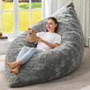 Hobestluk 3 in 1 Bean Bag Chair Giant Bean Bag Chairs for Adults with Plaid Cover Convertible Bean Bag Floor Cushion with Machine Washable Cover for Living Room (Plaid Grey) by CozyNest Decor