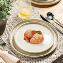GBHOME Ceramic Dinnerware Sets for 4, 12 Pieces Stoneware Plates and Bowls Sets, Scratch Resistant Dishes, Dishwasher & Microwave Safe, Reactive Glaze-Vanilla color by CozyNest Decor