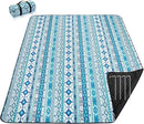 PY SUPER MODE Picnic Blankets Extra Large, Waterproof Foldable Outdoor Beach Blanket Oversized 83x79” Sandproof, 3-Layer Picnic Mat for Camping, Hiking, Travel, Park, Concerts(Teal Boho) by TinyTreasures Baby Boutique