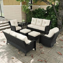 7 Pieces Outdoor Patio Furniture Sets with Rocking Swivel Chairs with 6-inch Thick Cushion and Side Table for Deck Lawn by GreenHaven Gardens