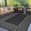 GENIMO Outdoor Rug 5'x8' Waterproof for Patio Decor, Reversible Outdoor Plastic Straw Rug Carpet, Camping Mats for Outdoor, RV, Backyard, Deck, Balcony, Picnic, Black & Grey by CozyNest Decor