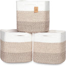 NaturalCozy 13 Inch Cube Storage Bins Cotton Rope Woven Baskets for Organizing 3-Pack | 13 x 13 Storage Cubes | Fabric Square Storage Baskets for Shelves Organizer, Kids Toy Bins, Closet Baby Nursery by TinyTreasures Baby Boutique
