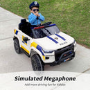 12V 7Ah Electric Police Car Ride on Toy for Big Kids, 2 Seater Kids Ride on Car SUV w/Remote Control, Bluetooth - White by TinyTreasures Baby Boutique