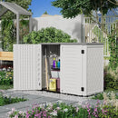 Outdoor Patio Storage Shed,Waterproof Horizontal Outdoor Storage Cabinet for Garbage Cans,Tools and Lawnmower Lockable(34 Cu.ft-Warm-White) by GreenHaven Gardens