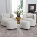 KINWELL 34" Wide 2 Boucle Swivel Barrel Chairs and 2 Ottomans Set, Fully Assembled Sherpa Accent Chairs and Footrest Set, Modern Comfy Armchairs and Footstool for Living Room and Bedroom, Beige by CozyNest Decor